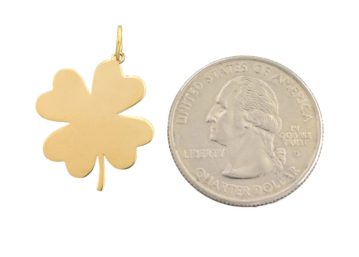 14k yellow gold clover shamrock pendant charm engraved personalized monogram