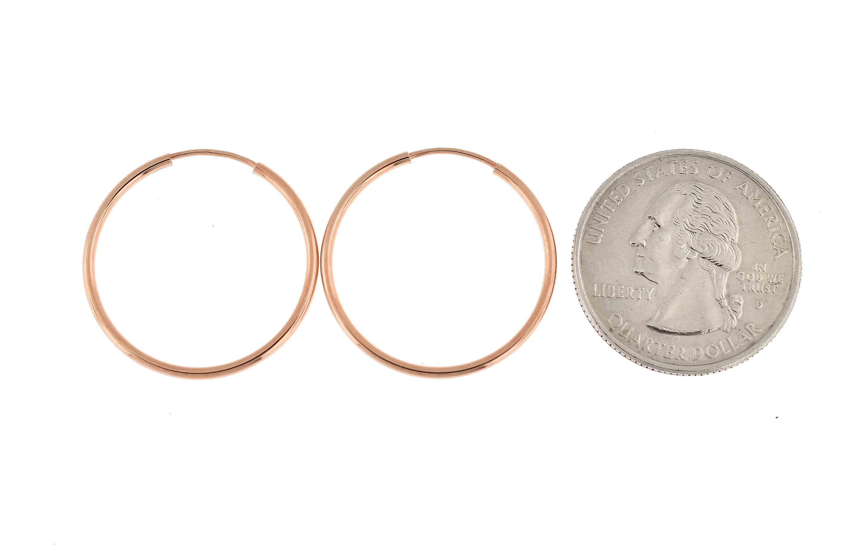 14k Rose Gold Classic Endless Round Hoop Earrings 27mm x 1.5mm