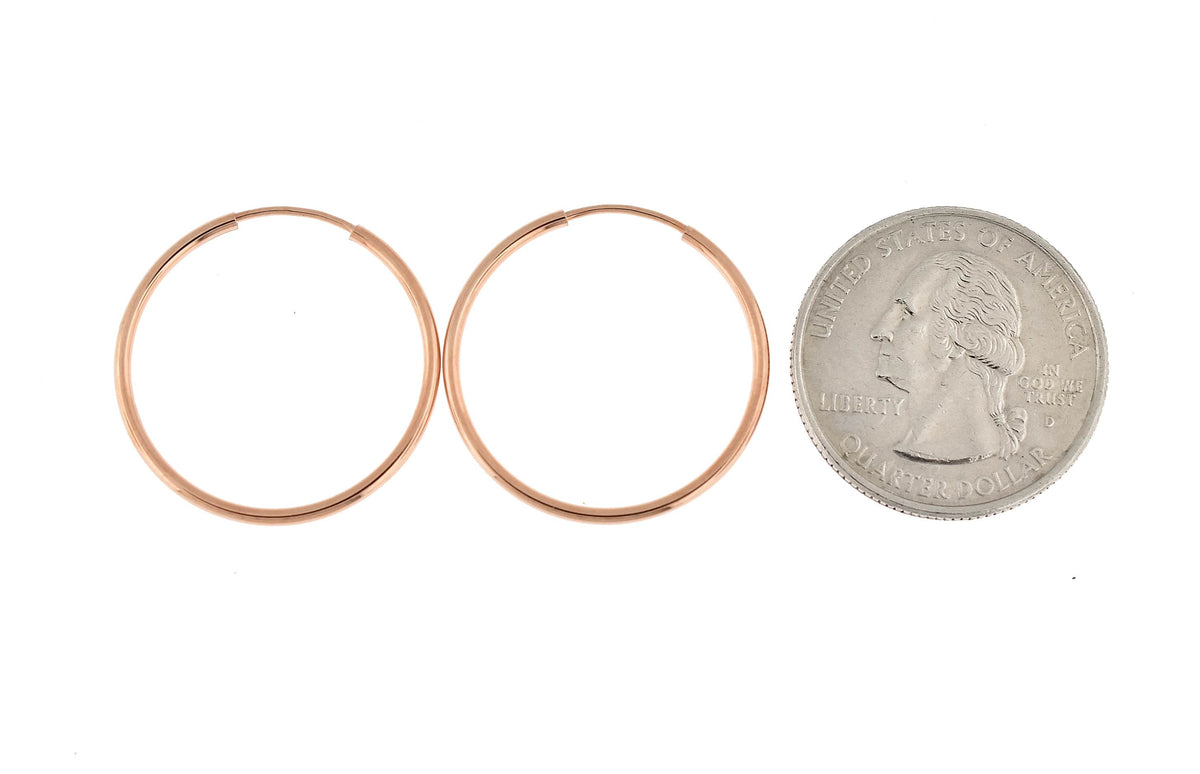 14k rose gold classic endless round hoop earrings 27mm x 1.5mm