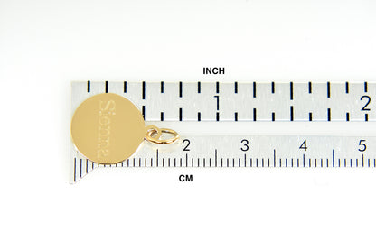 14k solid yellow gold 13mm round disc pendant charm letter initial personalized gift