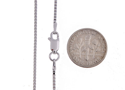 sterling silver 1.25mm rhodium plated box necklace pendant chain with lobster clasp