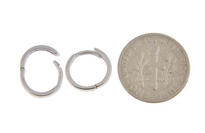 14k white gold classic huggie hinged hoop earrings 11mm x 2mm
