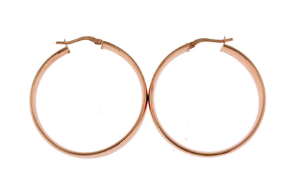 14k rose gold round square tube hoop earrings 35mm x 7mm