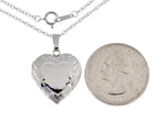 Load image into Gallery viewer, 14K White Gold 19mm Floral Heart Photo Locket Pendant Charm Engraved Personalized Monogram
