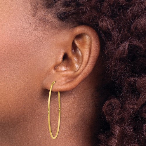 14k yellow gold round endless hoop earrings 40mm x 1.25mm