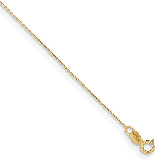 14k yellow gold 0.75mm polished cable bracelet anklet choker necklace pendant chain