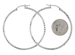 Charger l&#39;image dans la galerie, Sterling Silver Rhodium Plated Diamond Cut Classic Round Hoop Earrings 45mm x 2mm
