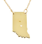 Kép betöltése a galériamegjelenítőbe: 14k Gold 10k Gold Silver Indiana State Map Necklace Heart Personalized City
