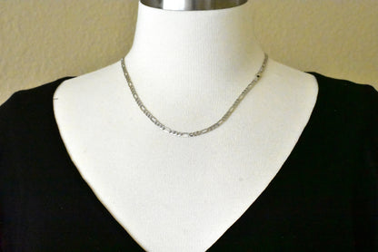14k white gold 4mm figaro bracelet anklet choker necklace pendant chain