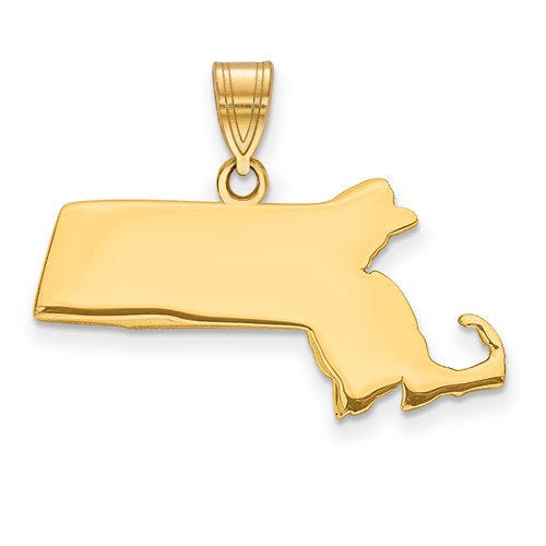 14k gold or sterling silver massachusetts ma state map pendant charm personalized monogram