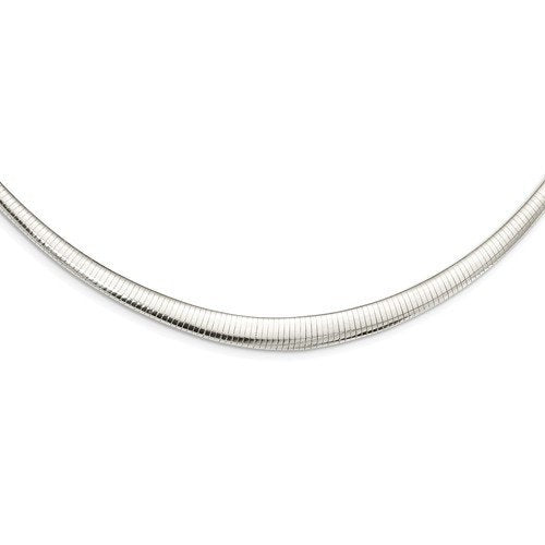 Sterling Silver 4mm to 8mm Graduated Tapered Domed Omega Cubetto Choker Necklace Pendant Chain Lobster Clasp