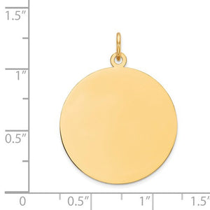 10k Yellow Gold 23mm Round Circle Disc Pendant Charm Personalized Monogram Engraved