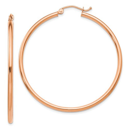 14k rose gold classic round hoop earrings 44mm x 2mm