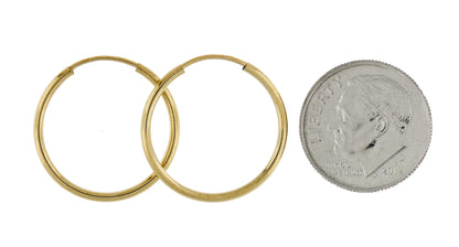 14k yellow gold classic endless round hoop earrings 20mm x 1.5mm