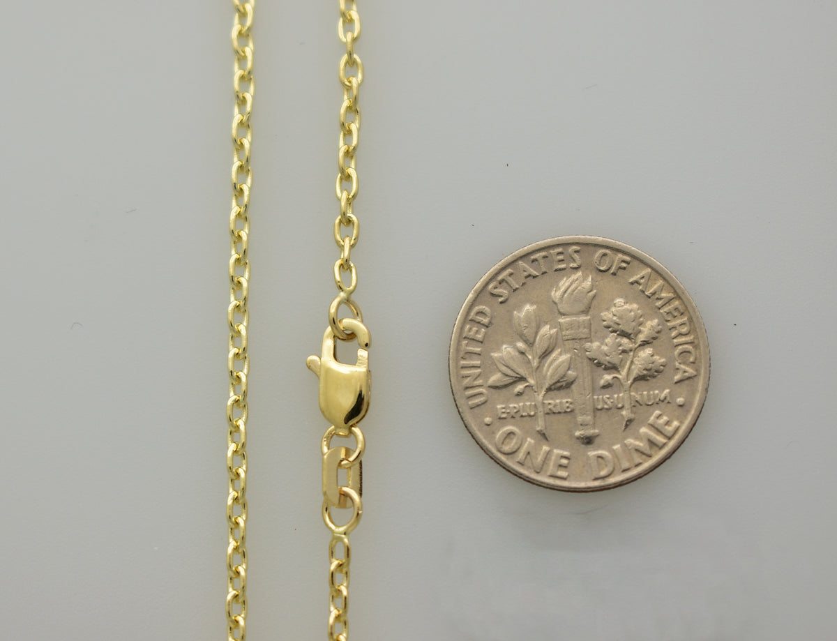 14k yellow gold 2mm round open link cable bracelet anklet choker necklace pendant chain