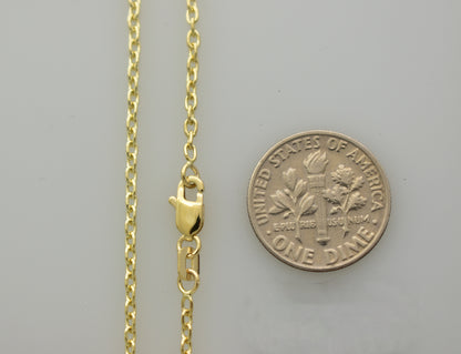 14k yellow gold 2mm round open link cable bracelet anklet choker necklace pendant chain