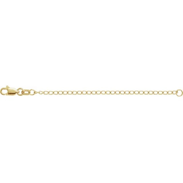 18k 14k 10k yellow rose white gold or sterling silver 1.6mm cable chain extender 3 inches with lobster clasp