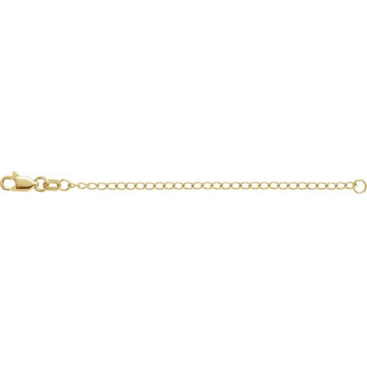 18k 14k 10k yellow rose white gold or sterling silver 1.6mm cable chain extender 3 inches with lobster clasp