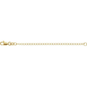 18k 14k 10k Yellow Rose White Gold or Sterling Silver 1.6mm Cable Chain Extender 3 inches with Lobster Clasp
