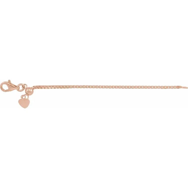 14k yellow rose white gold or sterling silver box chain extender adjustable up to 3 inches with lobster clasp