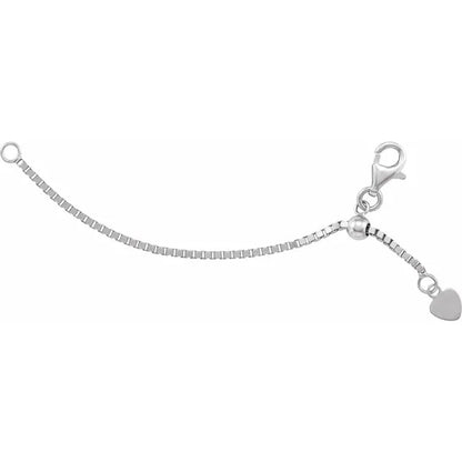 14k yellow rose white gold or sterling silver box chain extender adjustable up to 3 inches with lobster clasp