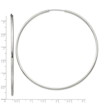 sterling silver 3 inch round endless hoop earrings 78mm x 2mm