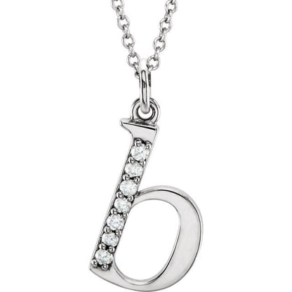 14k yellow rose white gold .04 ctw diamond tiny petite lowercase letter b initial alphabet pendant charm necklace