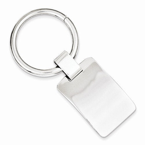 engravable sterling silver concave rectangle key holder ring keychain personalized engraved monogram
