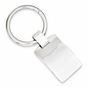 Engravable Sterling Silver Concave Rectangle Key Holder Ring Keychain Personalized Engraved Monogram