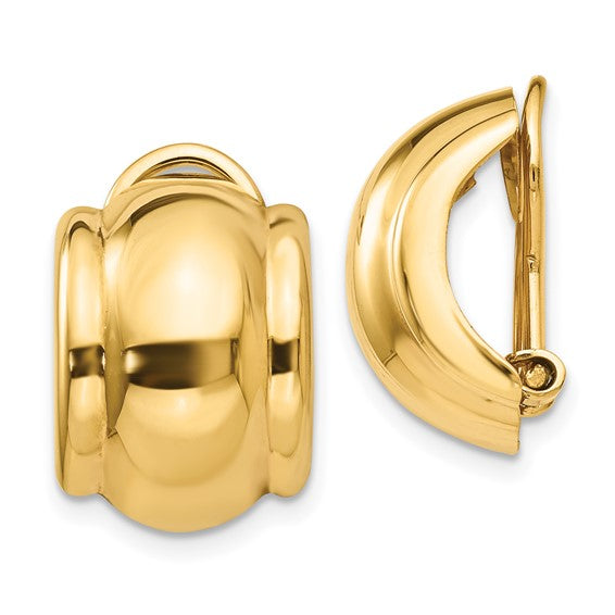 14k yellow gold non pierced clip on earrings