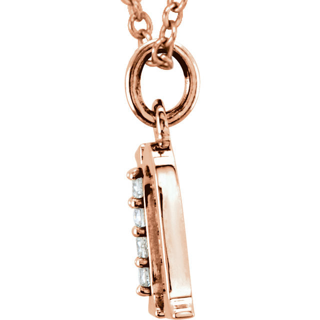 14k yellow rose white gold .025 ctw diamond tiny petite lowercase letter n initial alphabet pendant charm necklace