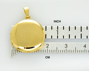 14k Yellow Gold 19 mm Round Locket Pendant Charm Engraved Personalized Monogram