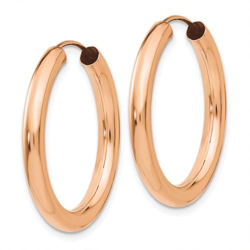 14k Rose Gold Classic Endless Round Hoop Earrings 24mm x 2.75mm