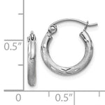 Load image into Gallery viewer, 14K White Gold Satin Diamond Cut Classic Round Hoop Earrings 13mm x 2mm
