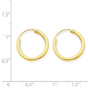 14k Yellow Gold Round Endless Hoop Earrings 17mm x 2mm