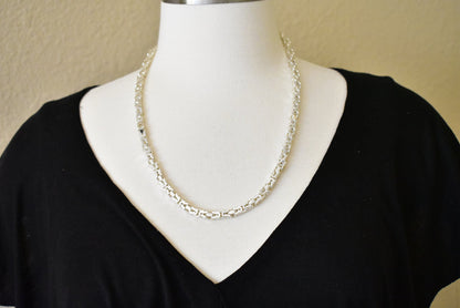 solid 925 sterling silver 5mm thick polished byzantine bracelet anklet choker necklace chain