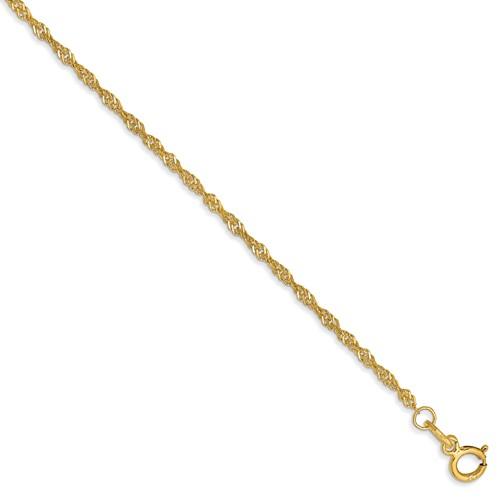 14k yellow gold 1.4mm singapore twisted bracelet anklet necklace choker pendant chain