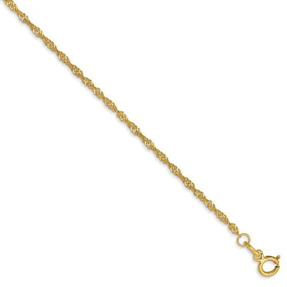 14k yellow gold 1.4mm singapore twisted bracelet anklet necklace choker pendant chain