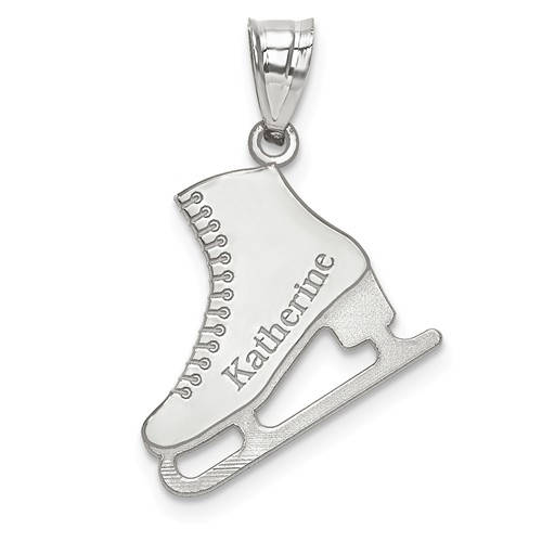 14k gold sterling silver ice skating skates disc pendant charm custom made engraved personalized