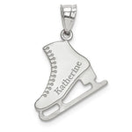 Load image into Gallery viewer, 14k Gold Sterling Silver Ice Skating Skates Disc Pendant Charm Custom Made Engraved Personalized

