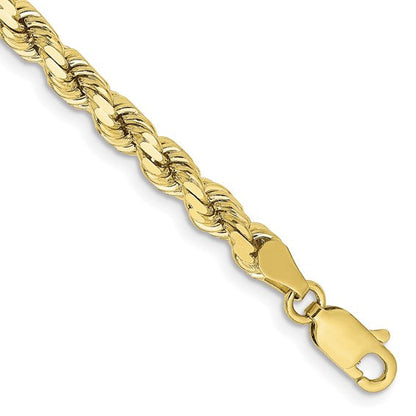 10k yellow gold 4.25mm diamond cut rope bracelet anklet choker necklace pendant chain