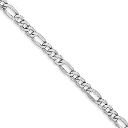 14k white gold 3.5mm lightweight figaro bracelet anklet choker necklace pendant chain