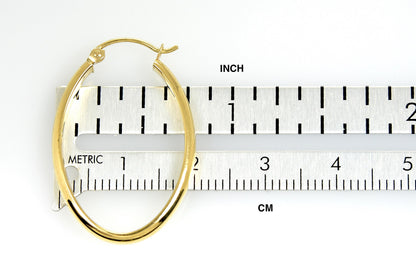 14k yellow gold classic polished oval hoop earrings 29mm x 21mm x 3mm