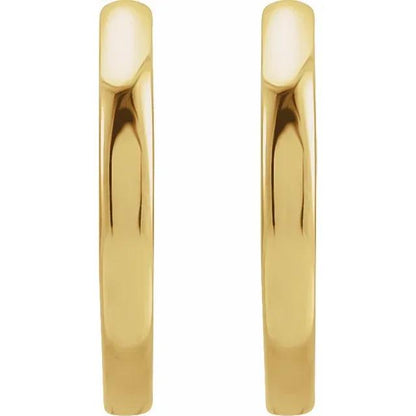 platinum 14k solid yellow rose white gold 12.5mm classic round huggie hinged hoop earrings