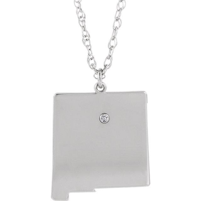 14k 10k yellow rose white gold diamond silver new mexico nm state map personalized city necklace