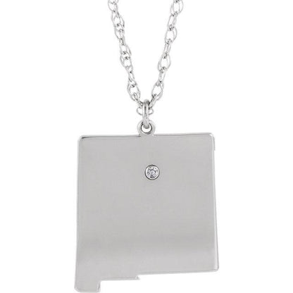 14k 10k yellow rose white gold diamond silver new mexico nm state map personalized city necklace