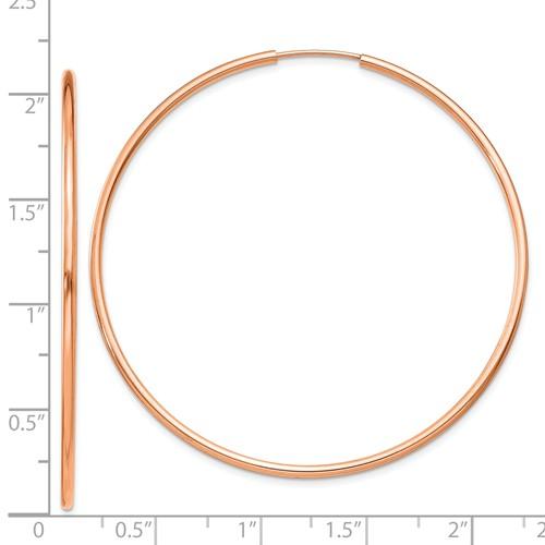 14k Rose Gold Classic Endless Round Hoop Earrings 50mm x 1.5mm