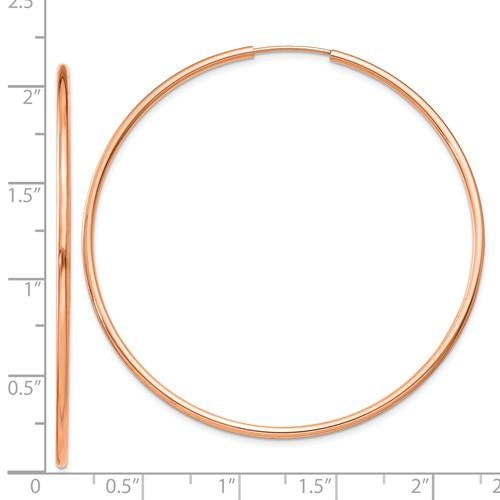 14k rose gold classic endless round hoop earrings 50mm x 1.5mm