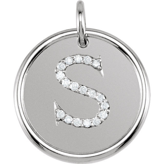 14k yellow rose white gold genuine diamond uppercase letter s initial alphabet pendant charm custom made to order personalized engraved