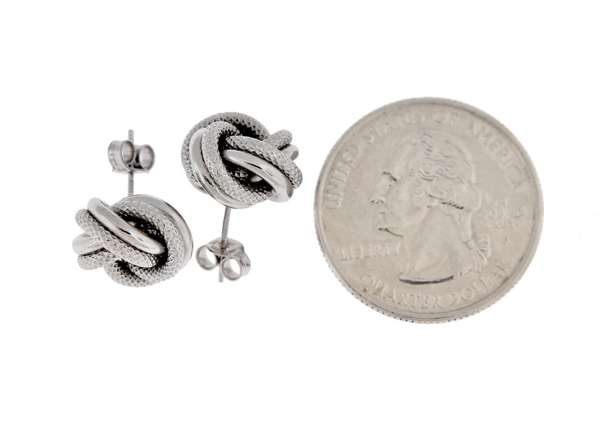 14k white gold 12mm classic love knot earrings post stud earrings